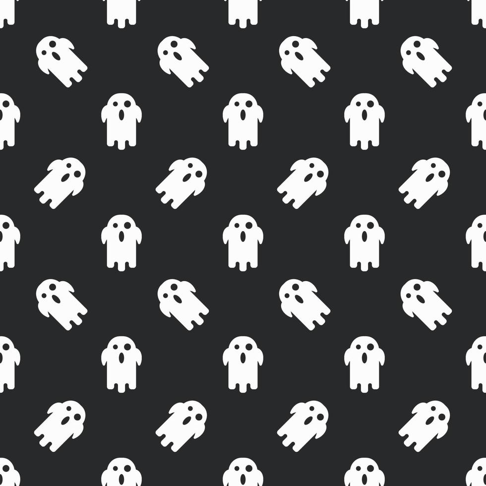 Halloween festive cute ghost zig zag seamless pattern on dark background. vector