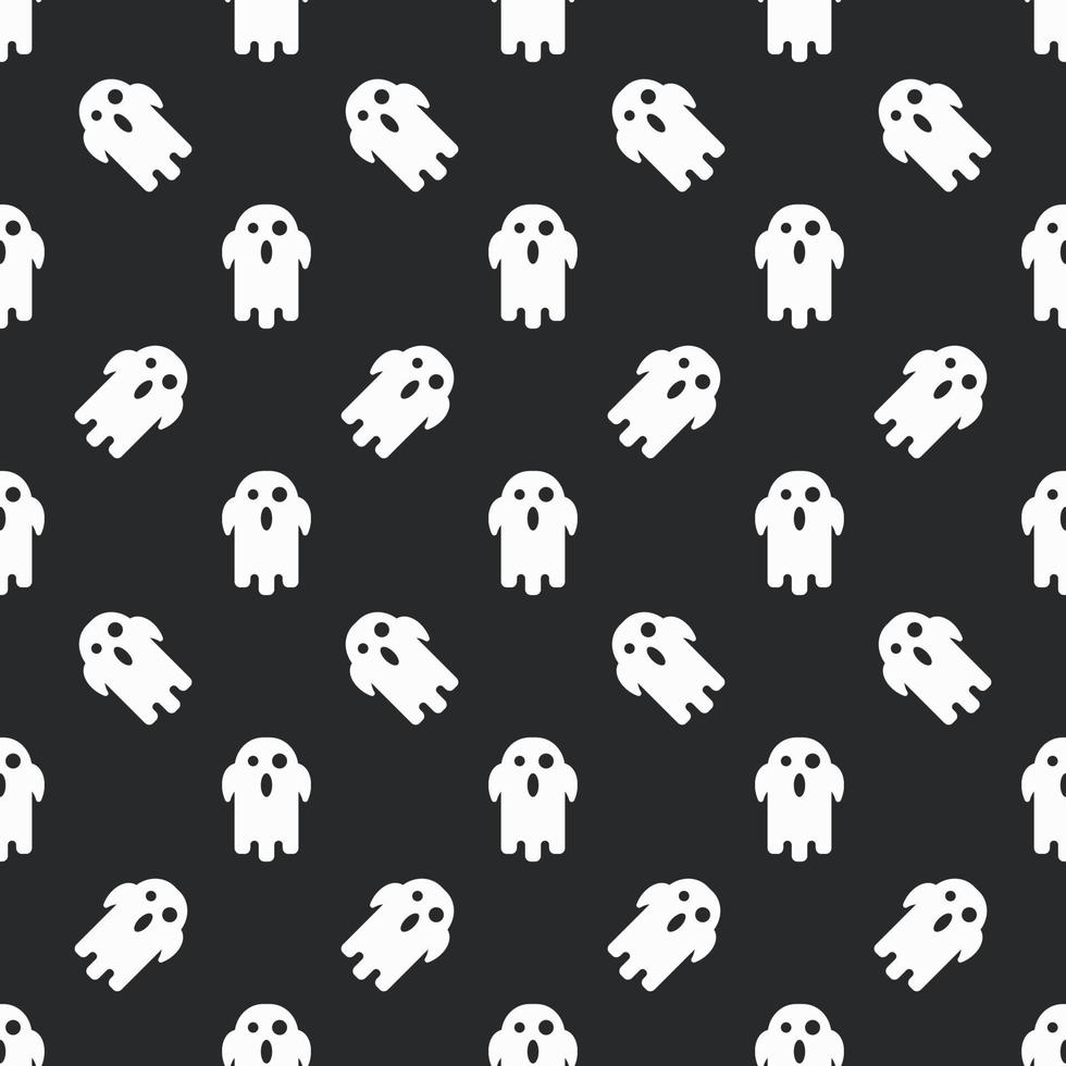 Halloween festive cute ghost zig zag seamless pattern on dark background. vector