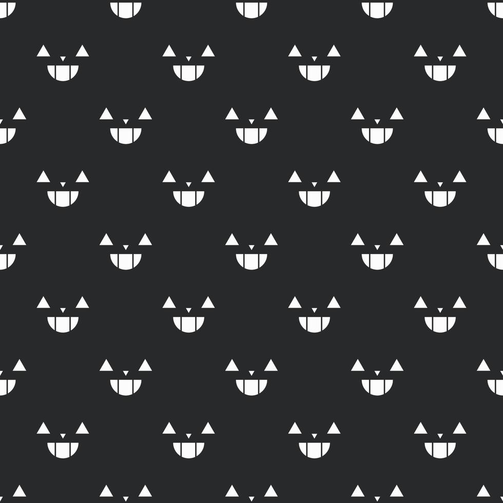 Halloween festive smile spooky faces seamless pattern in the dark background. vector