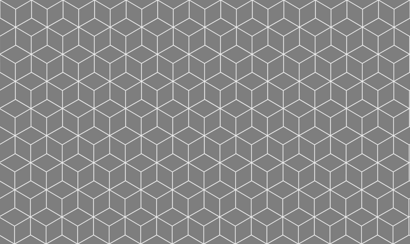 Abstract isometric cubs box seamless pattern with white lines grid and grey color background. vector
