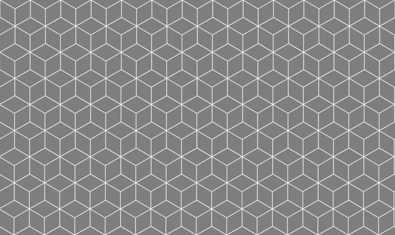 Abstract isometric cubs box seamless pattern with white lines grid and grey color background. vector