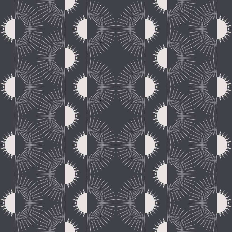 Abstract ethnic sun and moon monochrome color seamless pattern background. Use for fabric, textile, interior decoration elements, wrapping. vector