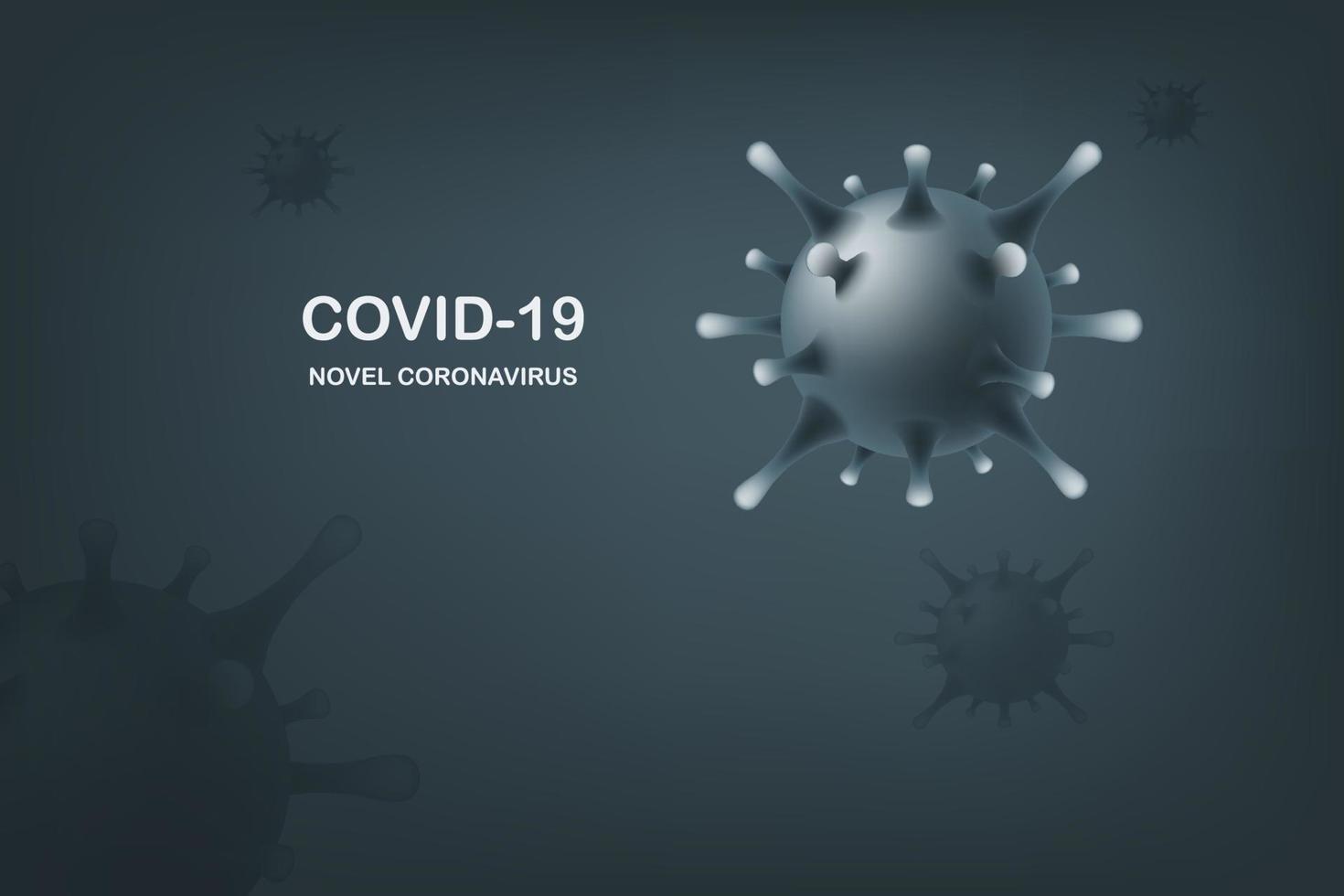 covid-19 o nuevo vector de coronavirus sobre fondo de color gris azul.