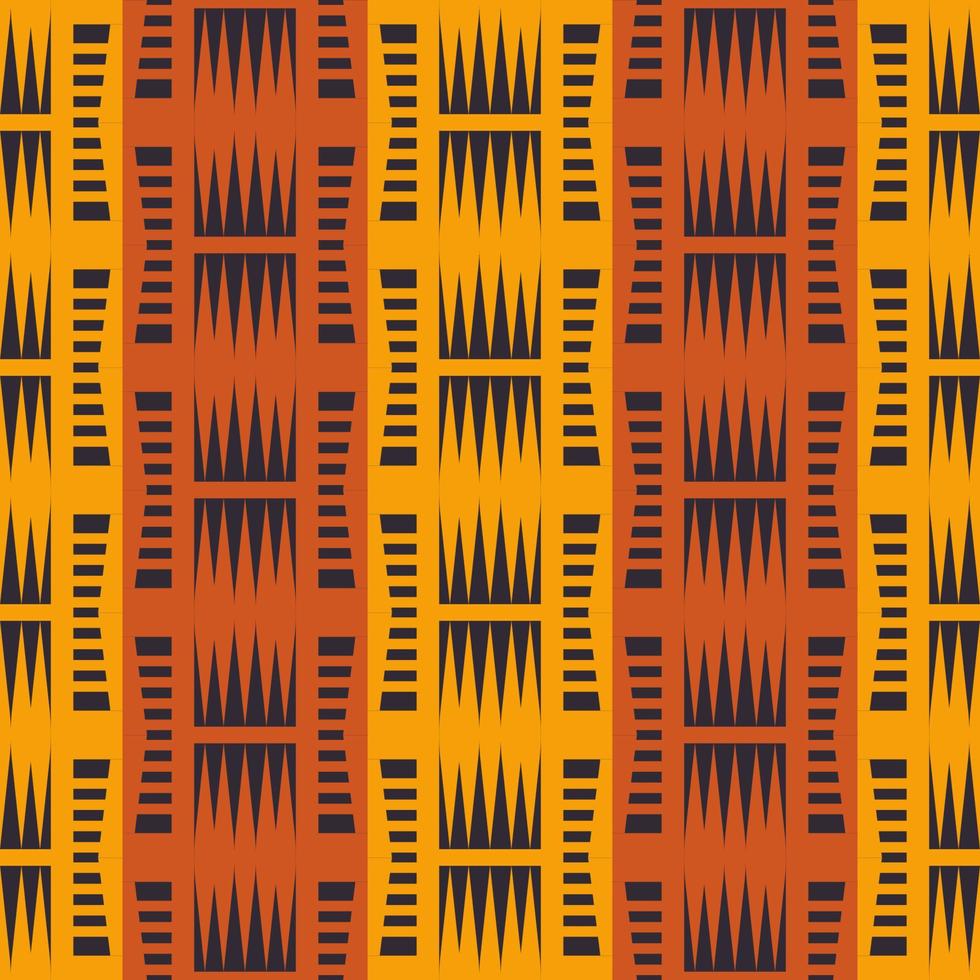 African tribal geometric shape colorful yellow border seamless pattern background. Use for fabric, textile, interior decoration elements, wrapping. vector