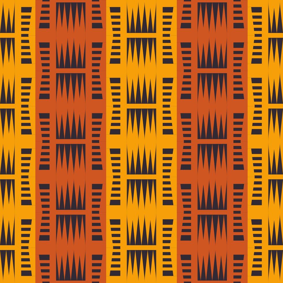 Fondo de patrón sin costuras con borde amarillo colorido de formas geométricas tribales africanas. uso para telas, textiles, elementos de decoración de interiores, envoltura. vector