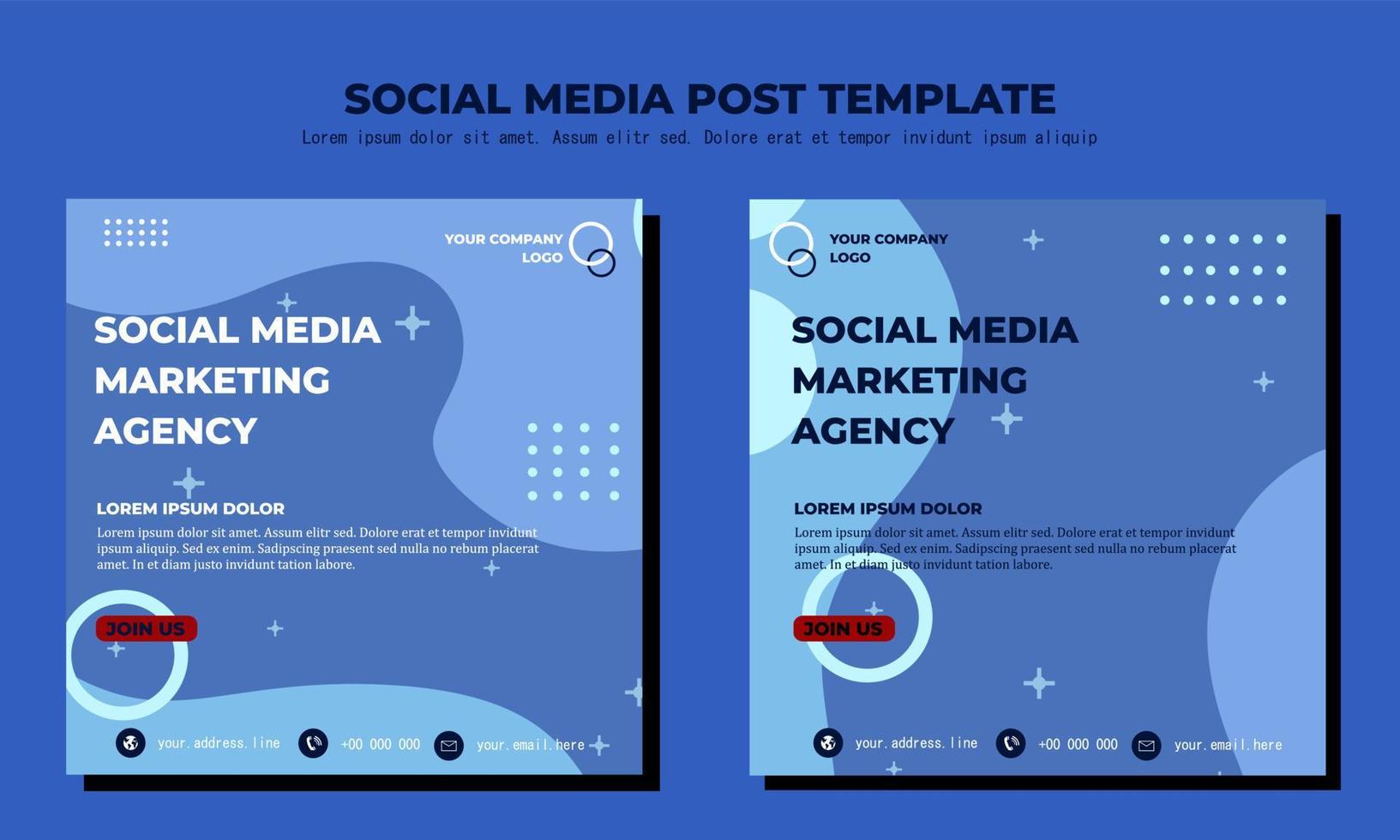 Blue Vector Social Media Post Template, vector art illustration and text