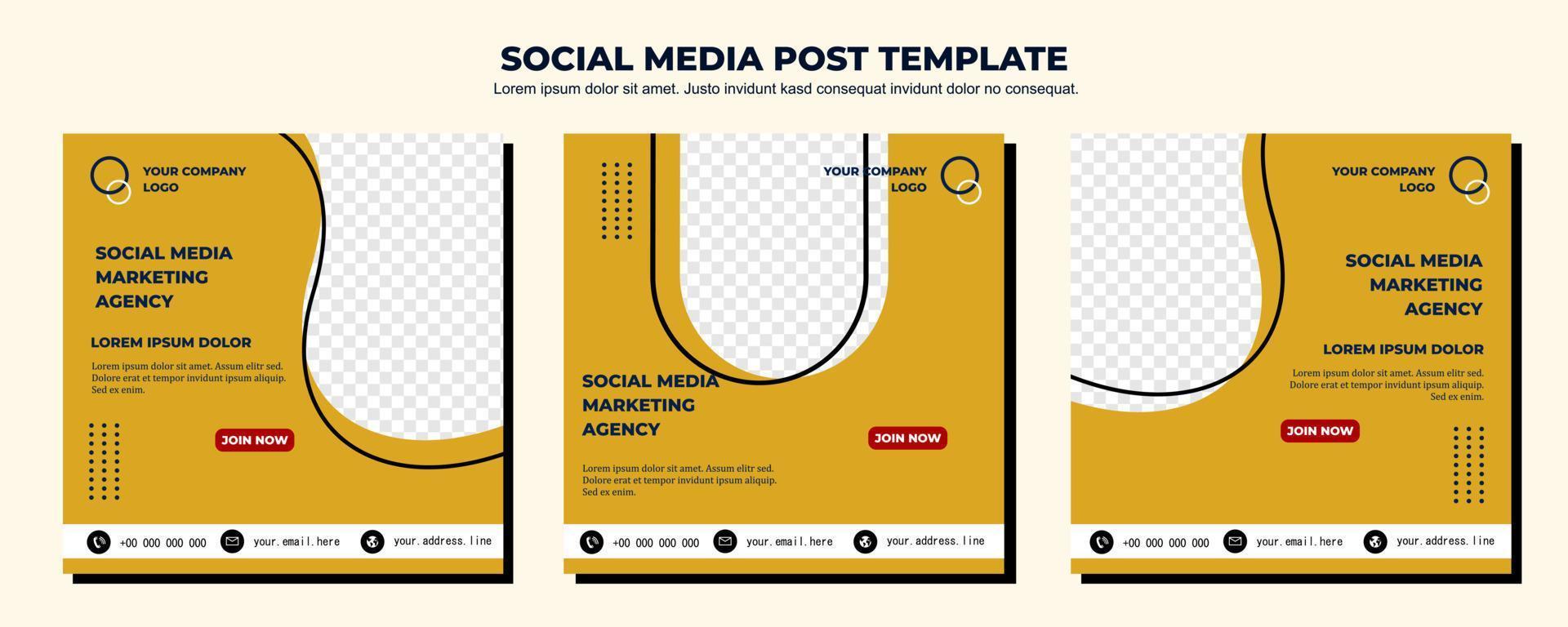 Yellow Vector Social Media Post Template, vector art illustration and text, Simple and Elegant Design Full Color