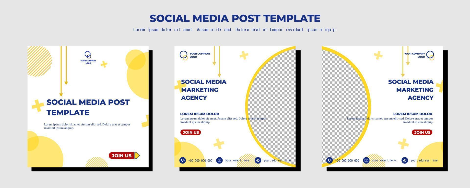 Yellow White Vector Social Media Post Template, vector art illustration and text