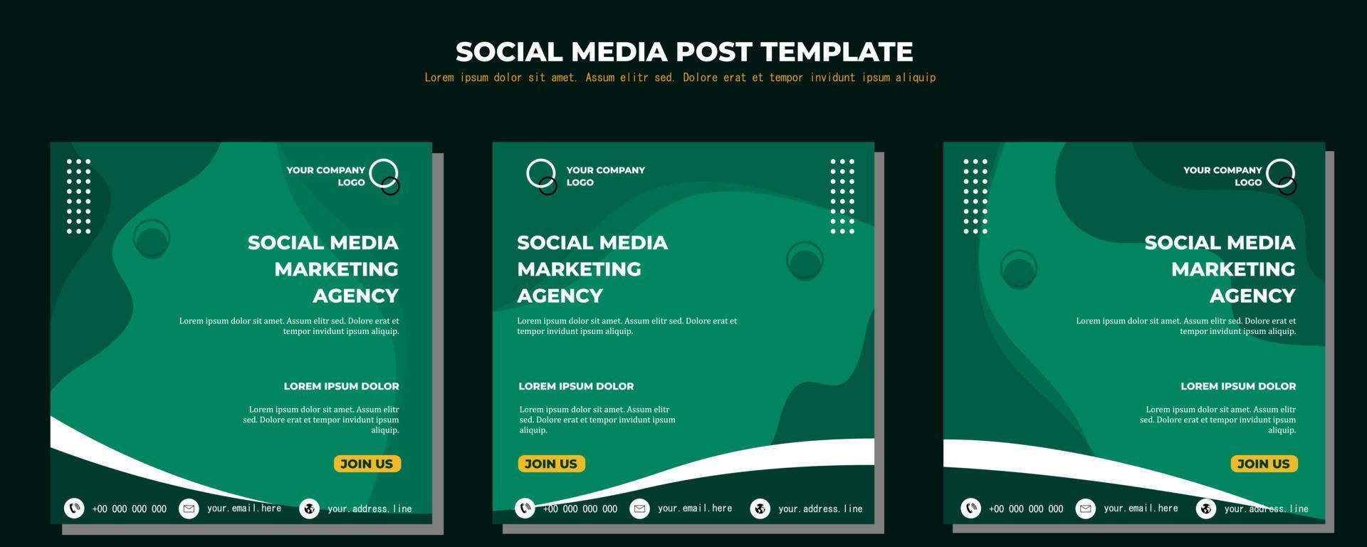 Green Vector Social Media Post Template, vector art illustration and text