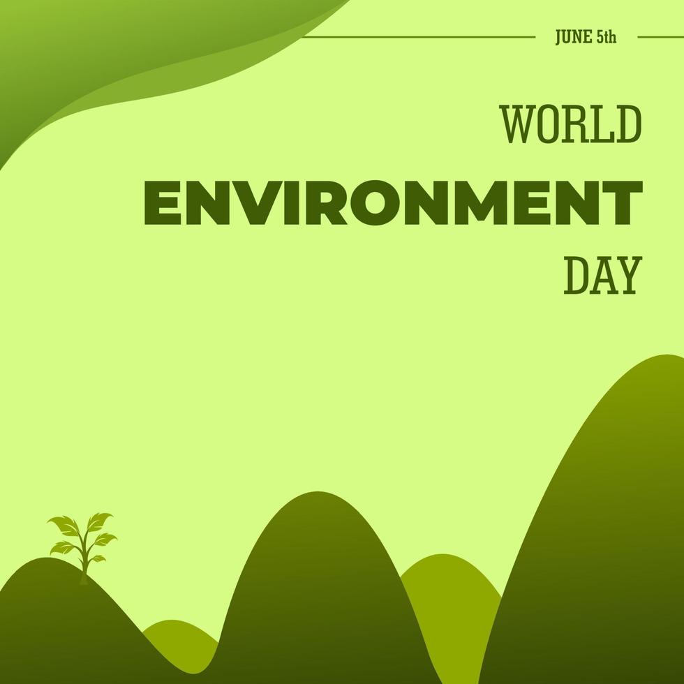 World Environment Day, Green Vector Design, Vector Illustration And Text