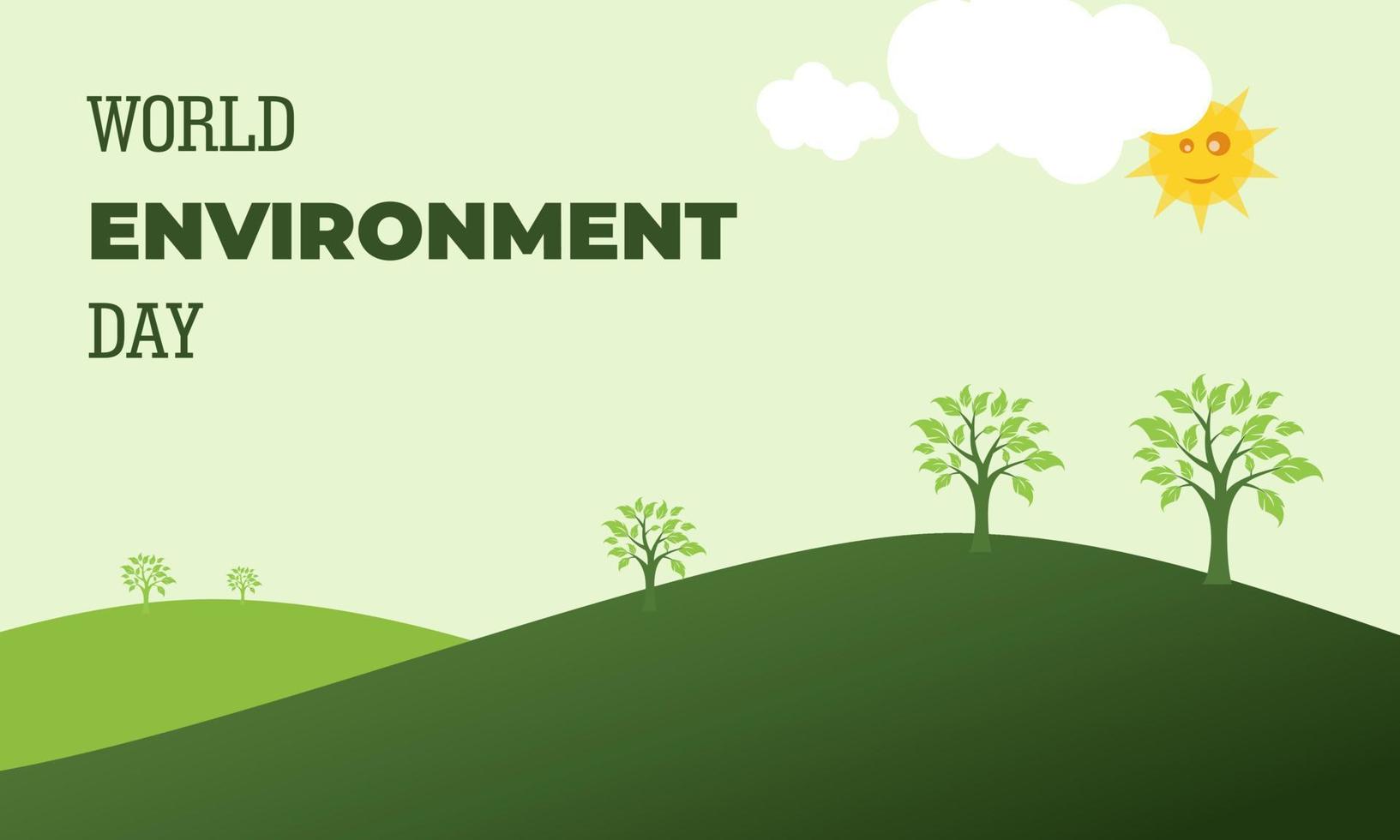 World Environment Day, Green Vector Design, Vector Illustration And Text