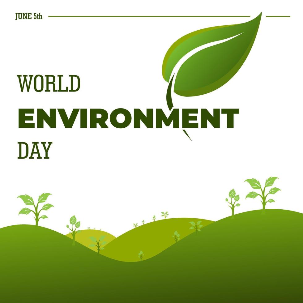 World Environment Day, Green Vector Design, Vector Illustration And Text