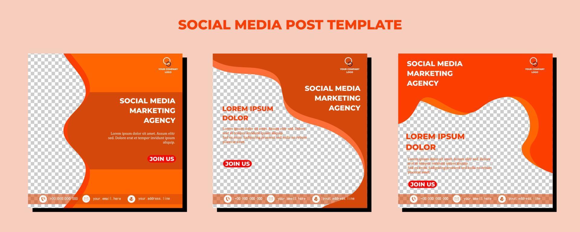 Orange Vector Social Media Post Template, vector art illustration and text