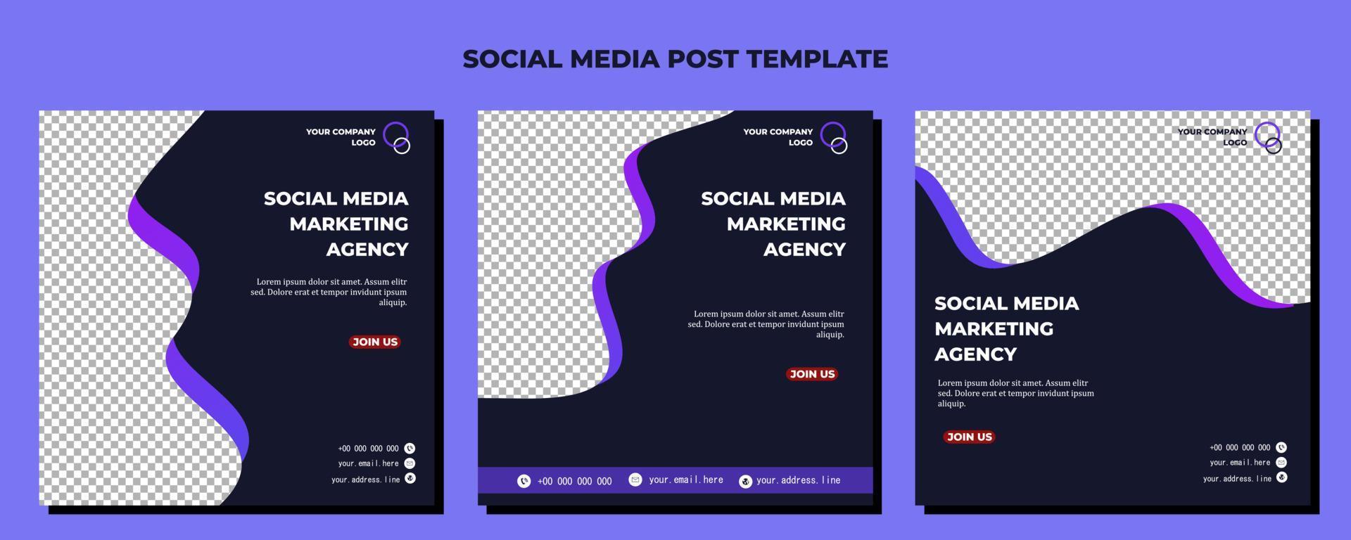 Purple Vector Social Media Post Template, vector art illustration and text