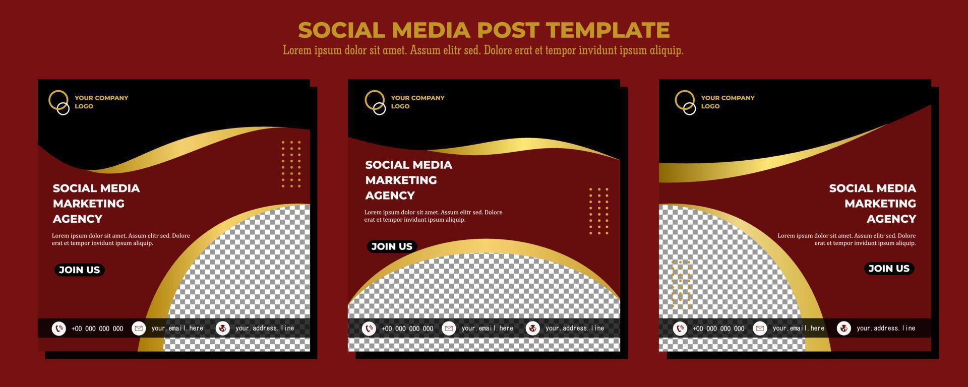 Red Black Gold Vector Social Media Post Template, vector art illustration and text