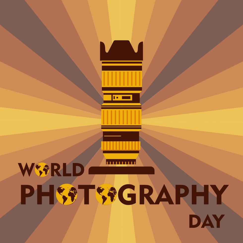 día mundial de la fotografía, diseño perfecto, ilustración vectorial y texto vector