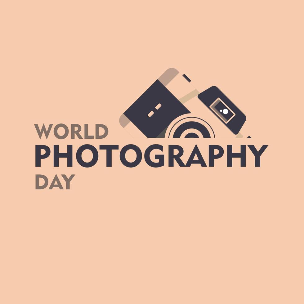 día mundial de la fotografía, diseño perfecto, ilustración vectorial y texto vector