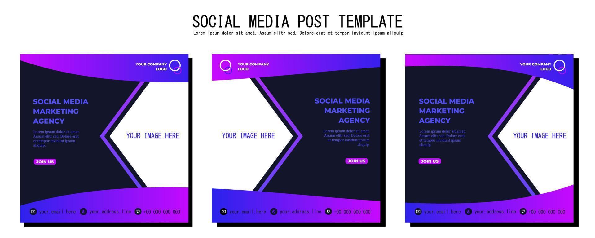 Blue Purple Vector Social Media Post Template, vector art illustration and text, Simple and Elegant Design Full Color