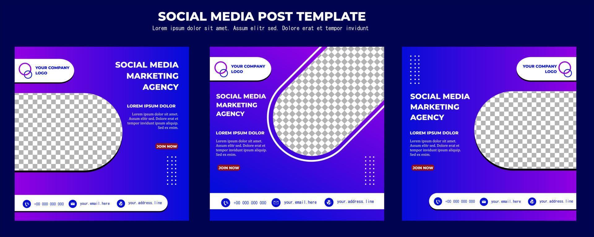 Blue and Purple Vector Social Media Post Template, vector art illustration and text, Simple and Elegant Design Full Color