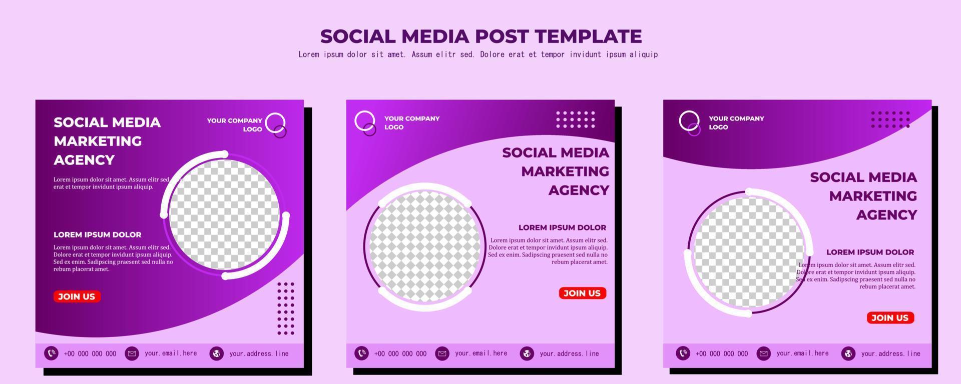 Purple Vector Social Media Post Template, vector art illustration and text