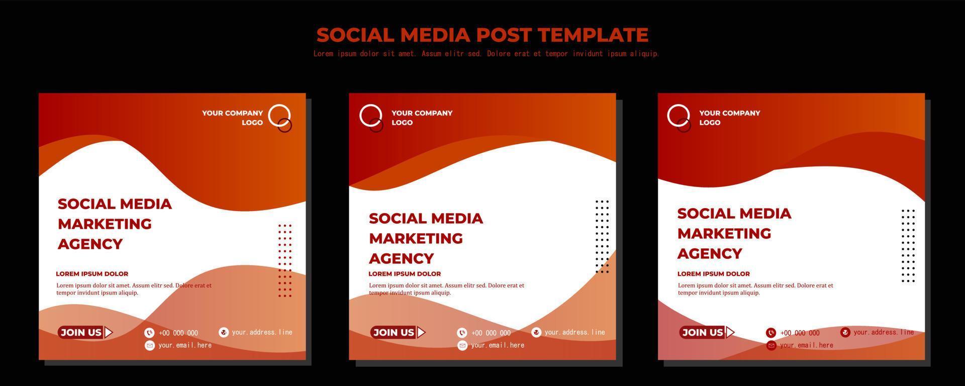 White Orange Vector Social Media Post Template, vector art illustration and text