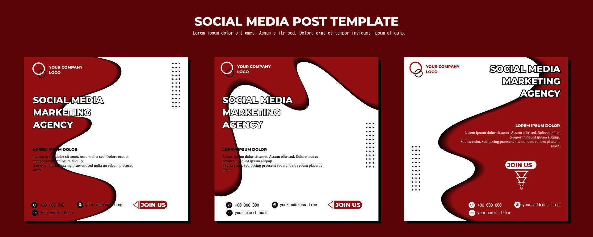 Red White Vector Social Media Post Template, vector art illustration and text