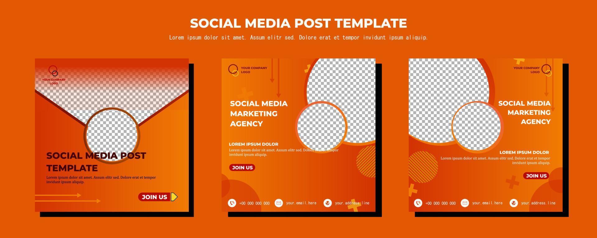 Orange Vector Social Media Post Template, vector art illustration and text