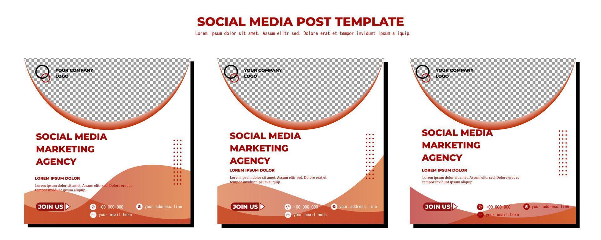White Orange Vector Social Media Post Template, vector art illustration and text