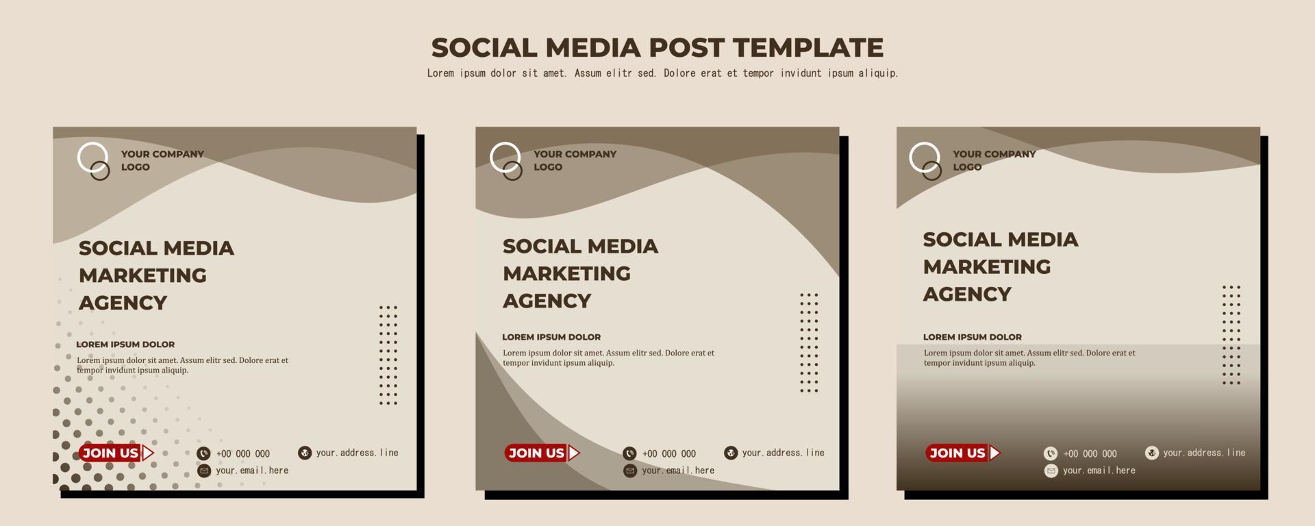 Brown Beige Vector Social Media Post Template, vector art illustration and text