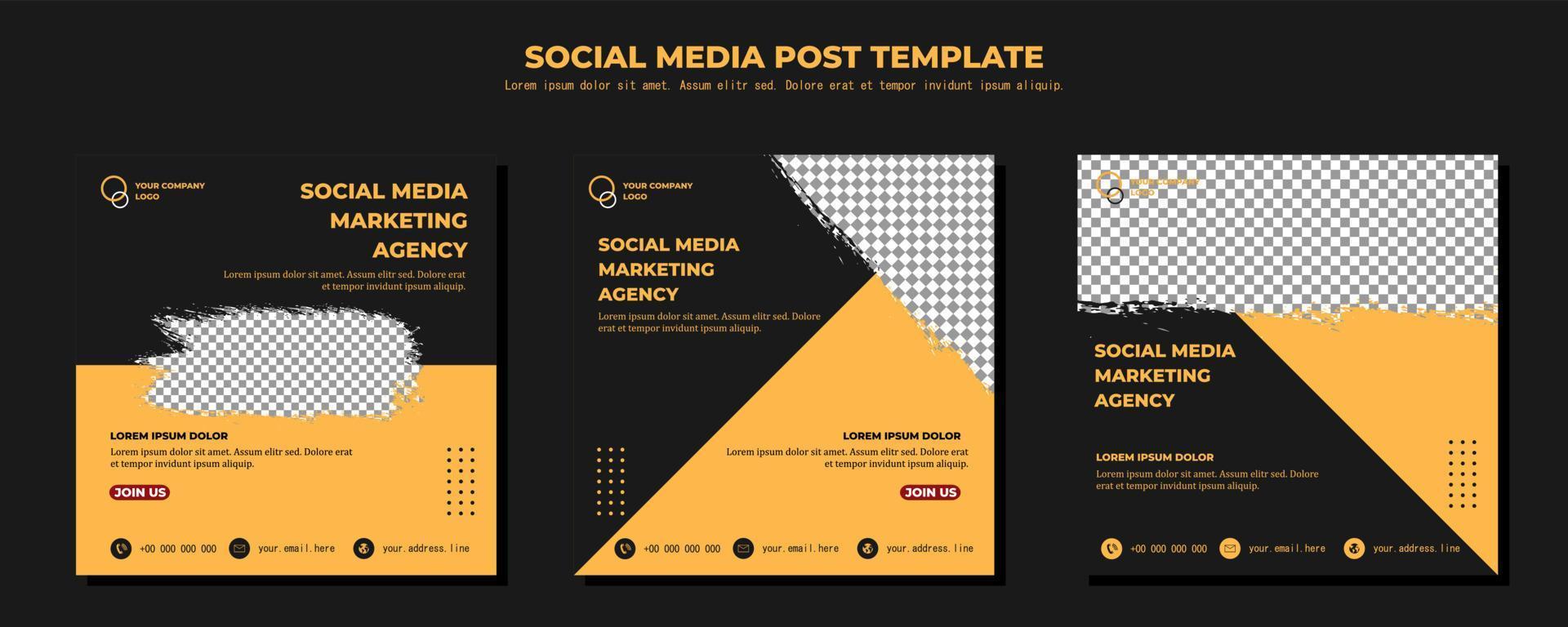 Black Brown Vector Social Media Post Template, vector art illustration and text