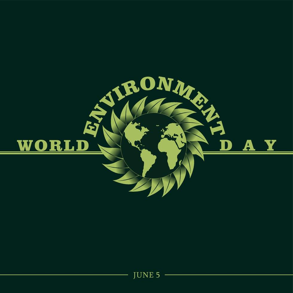 World Environment Day, Green Vector Design, Vector Illustration And Text