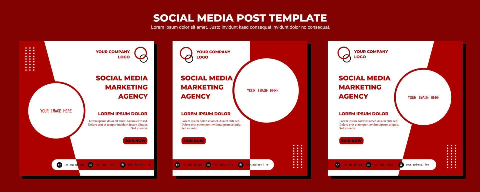 Red Vector Social Media Post Template, vector art illustration and text, Simple and Elegant Design Full Color