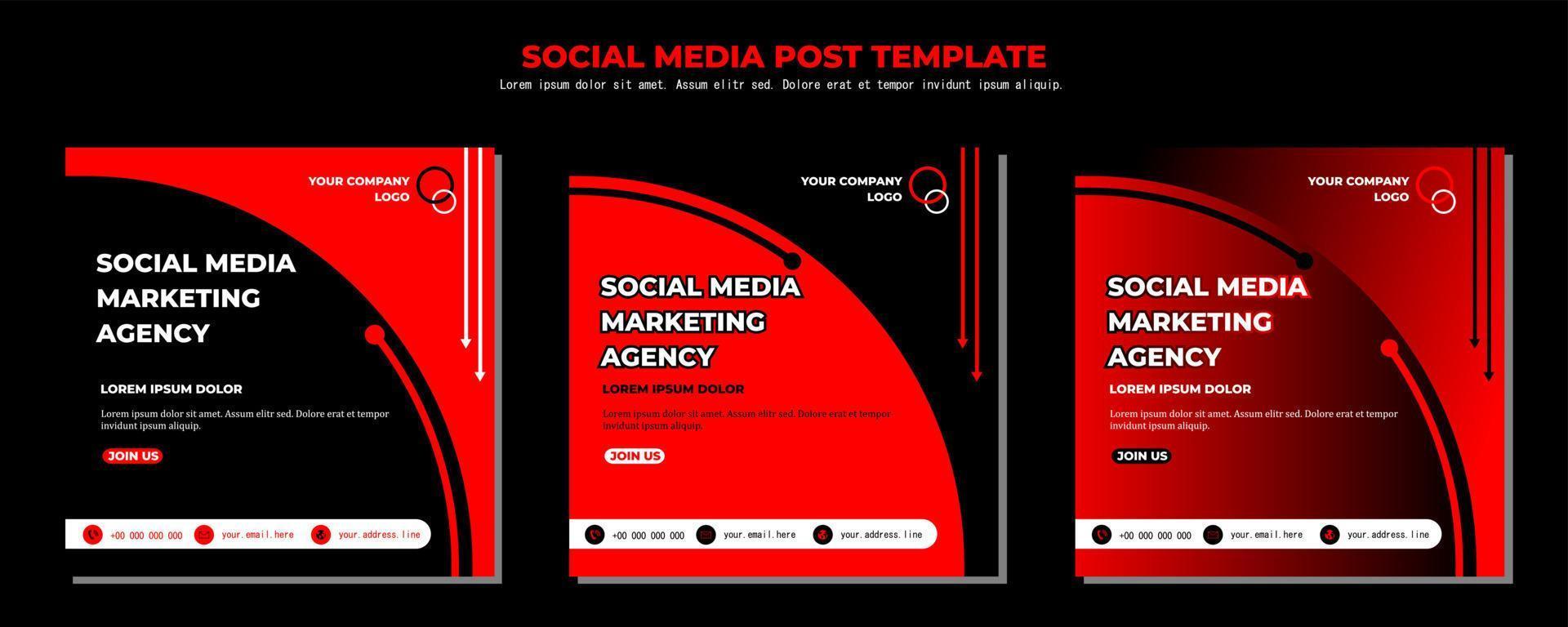 Black Red Vector Social Media Post Template, vector art illustration and text