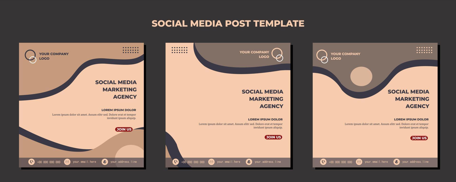 Brown Vector Social Media Post Template, vector art illustration and text