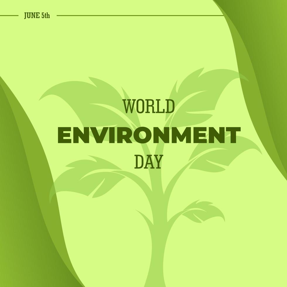 World Environment Day, Green Vector Design, Vector Illustration And Text