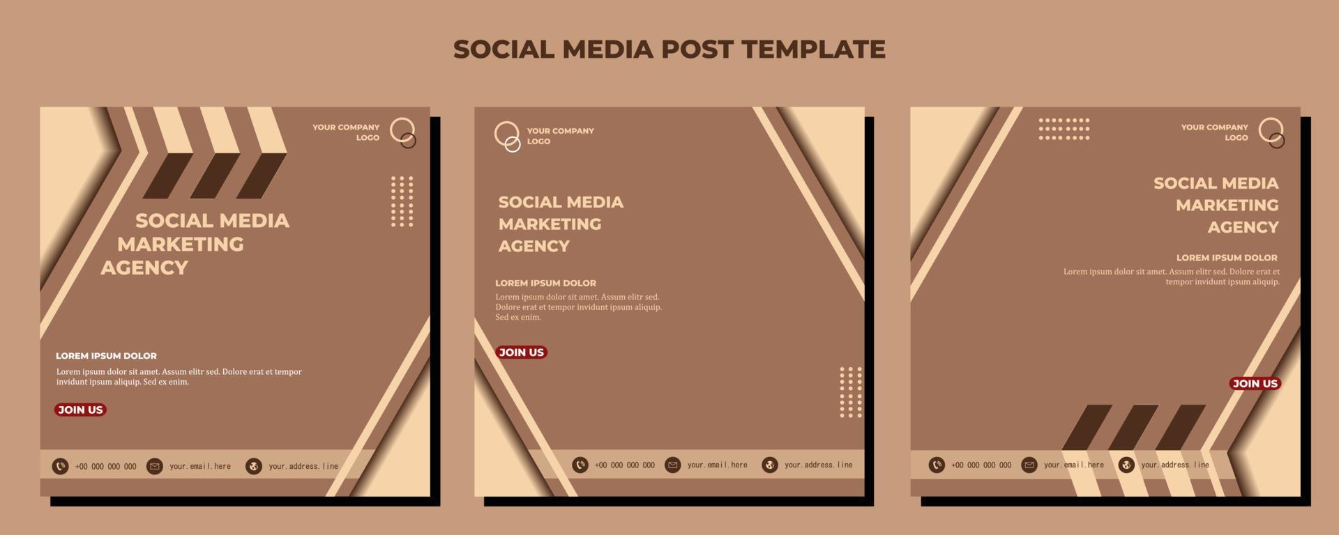Brown Vector Social Media Post Template, vector art illustration and text