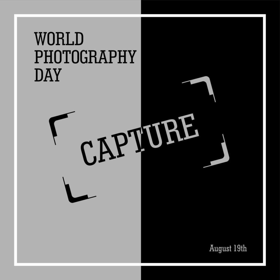 día mundial de la fotografía diseño vectorial negro, ilustración vectorial y texto vector