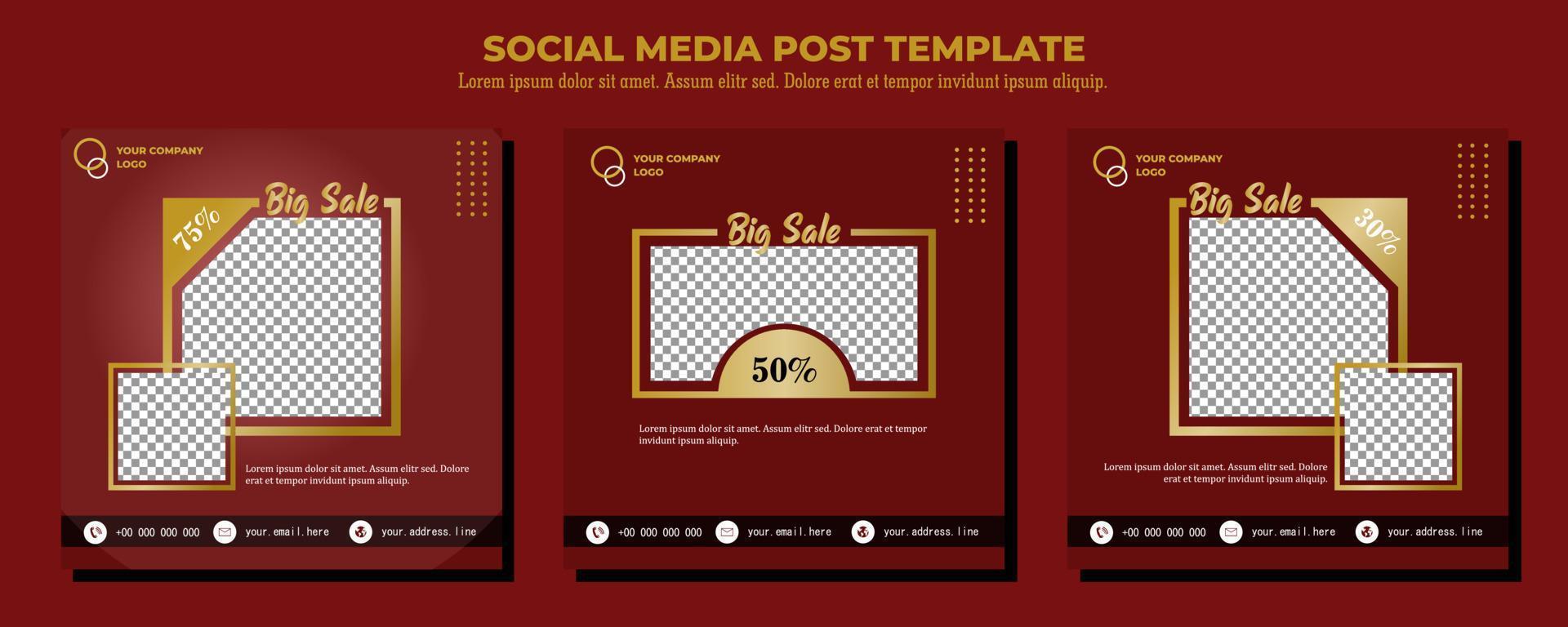 Red Vector Social Media Post Template, vector art illustration and text