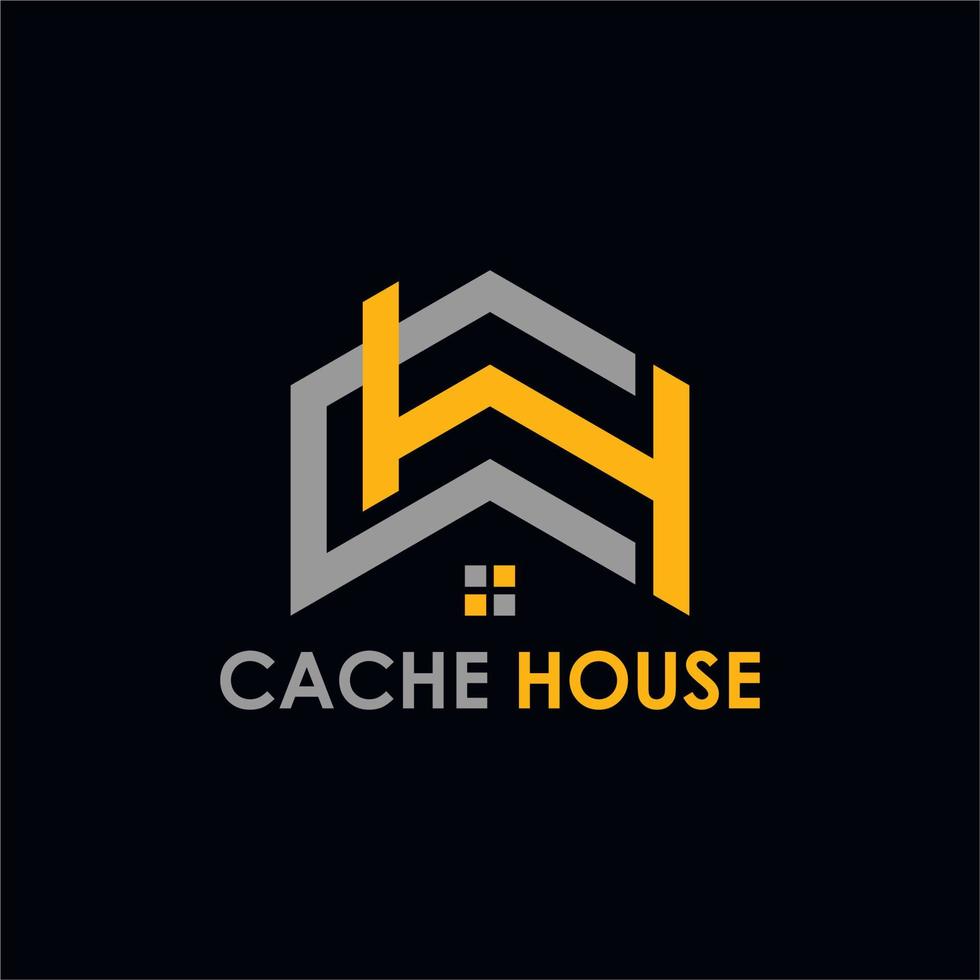 logotipo de la casa de caché logotipo de la letra c y h del estilo del frente de la casa simple vector