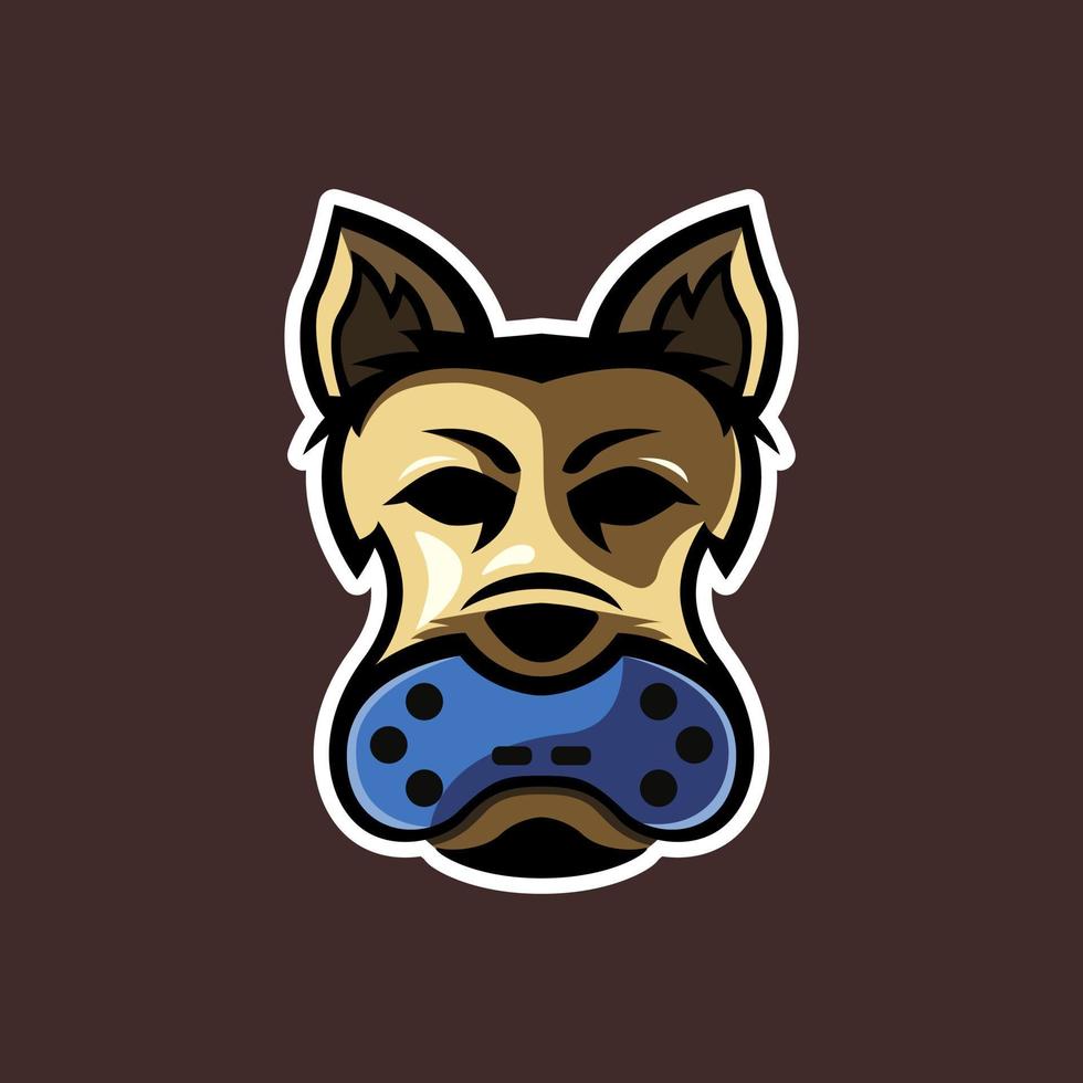 diseño de ilustración de cabeza de perro de jugador vector