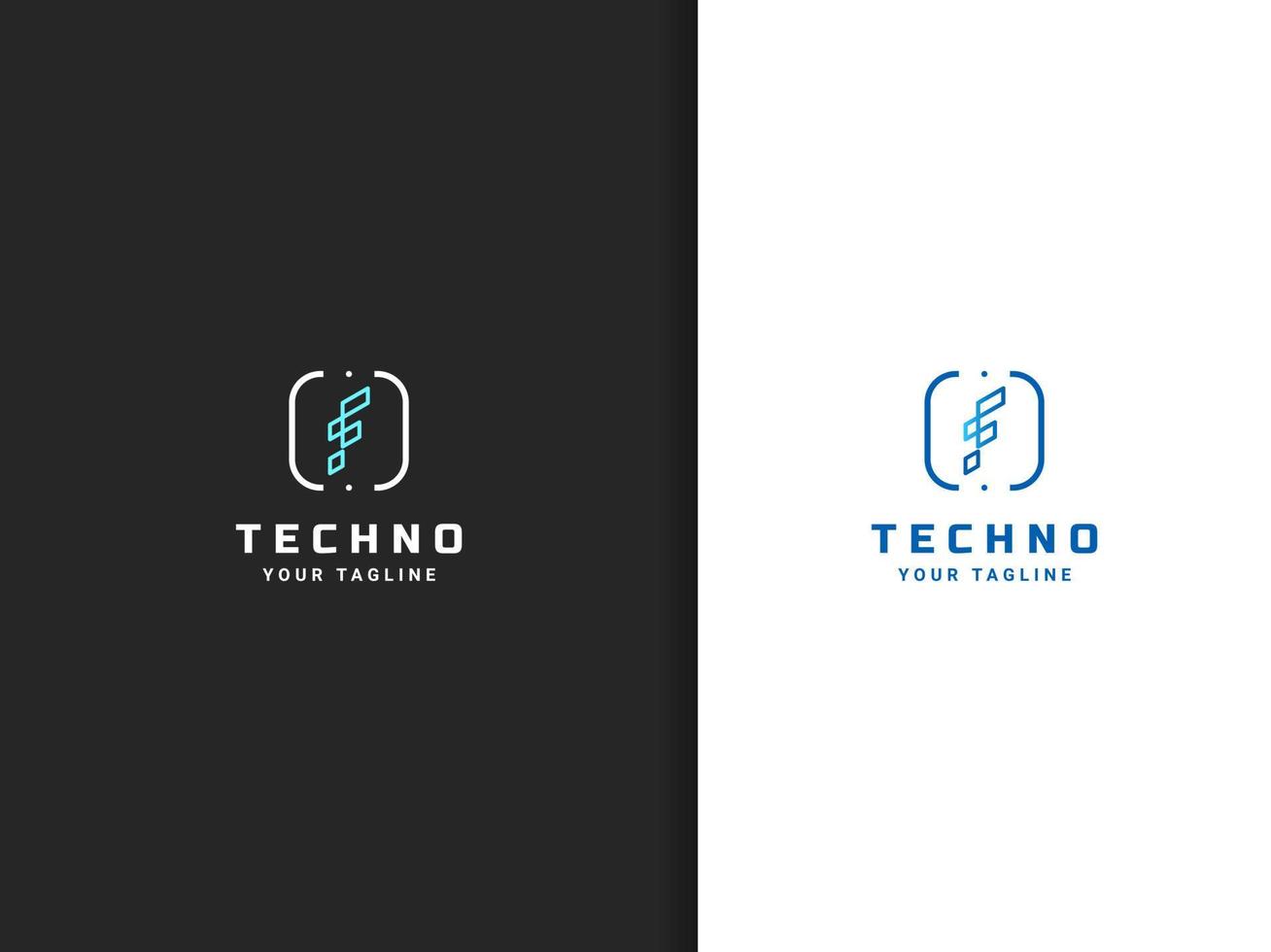 Techno logo design, line style vector