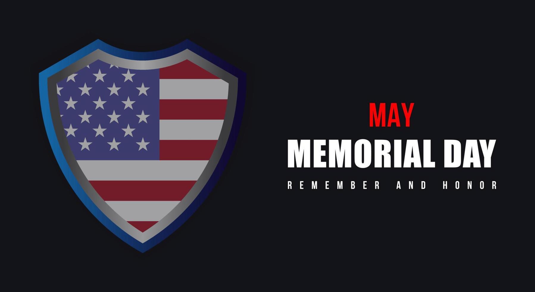 Memorial Day - Banner remember and honor. United States Memorial Day. American national holiday. USA flag illustration emblem vector