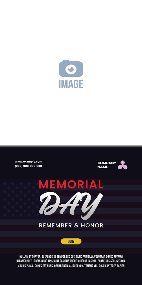 Memorial Day - Banner remember and honor. United States Memorial Day. American national holiday. Vertical vector