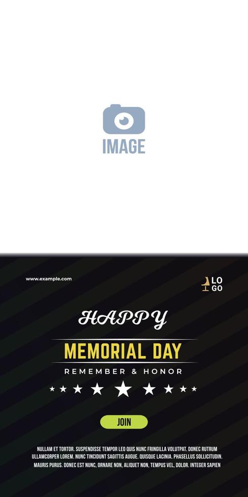 Memorial Day - Banner remember and honor. United States Memorial Day. American national holiday. Vertical and abstract backgrounds vector