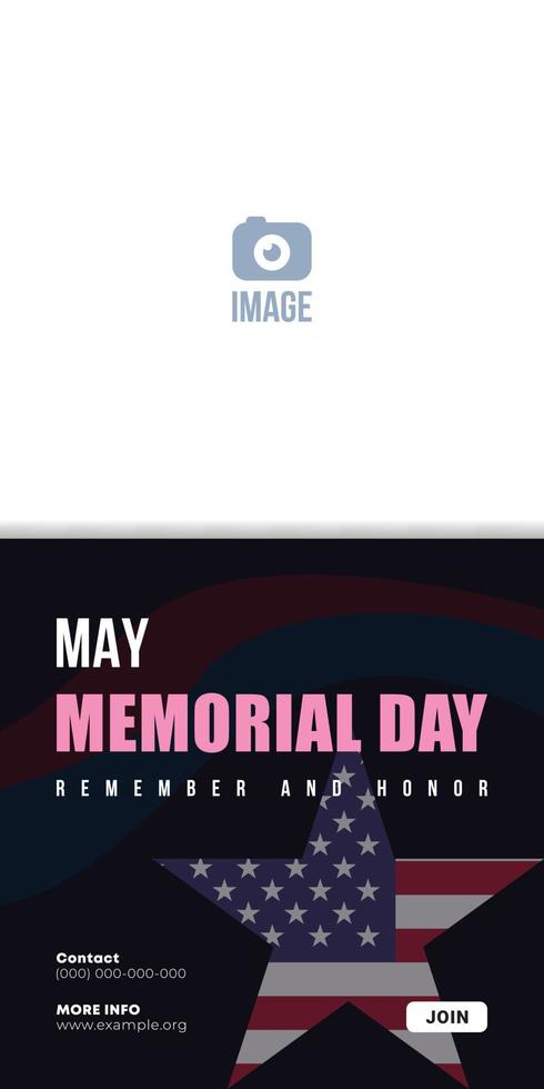 Memorial Day - Banner remember and honor. United States Memorial Day. American national holiday. pink letters vector