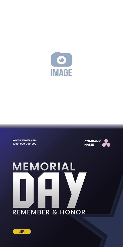 Memorial Day - Banner remember and honor. United States Memorial Day. American national holiday. Bold letters vector