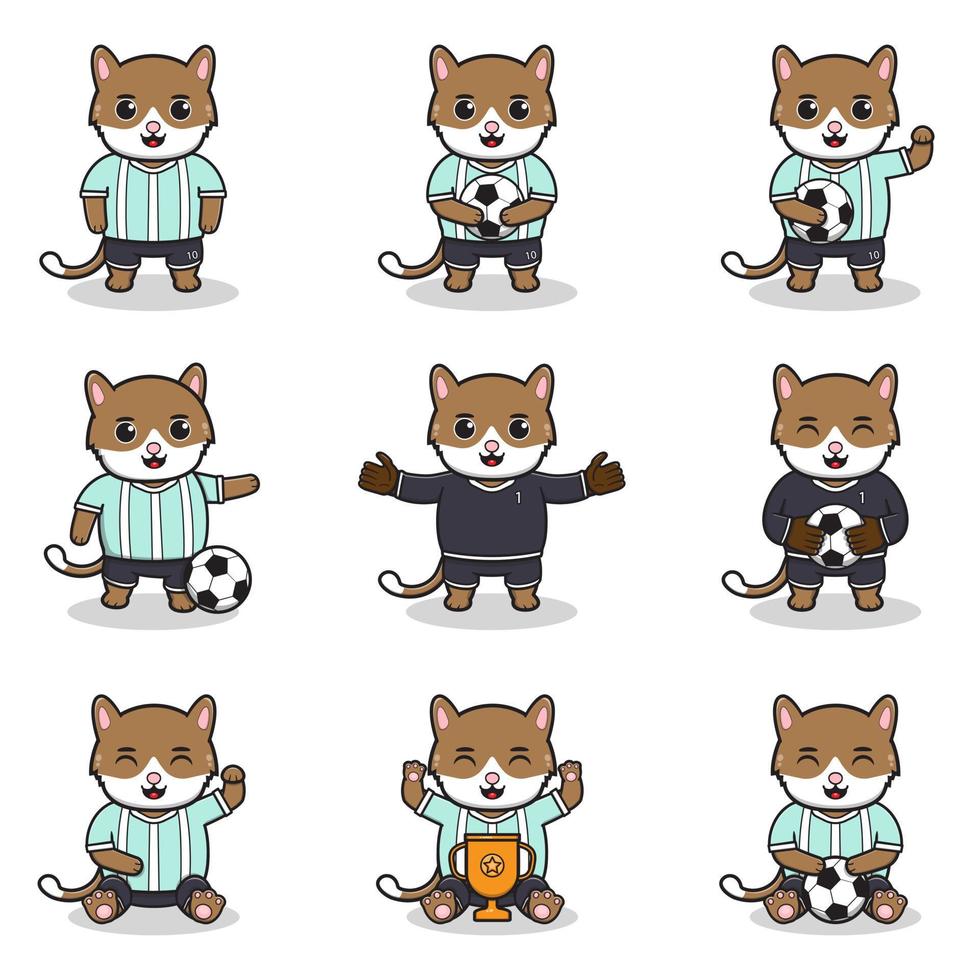 Vector illustration of Cat characters playing soccer