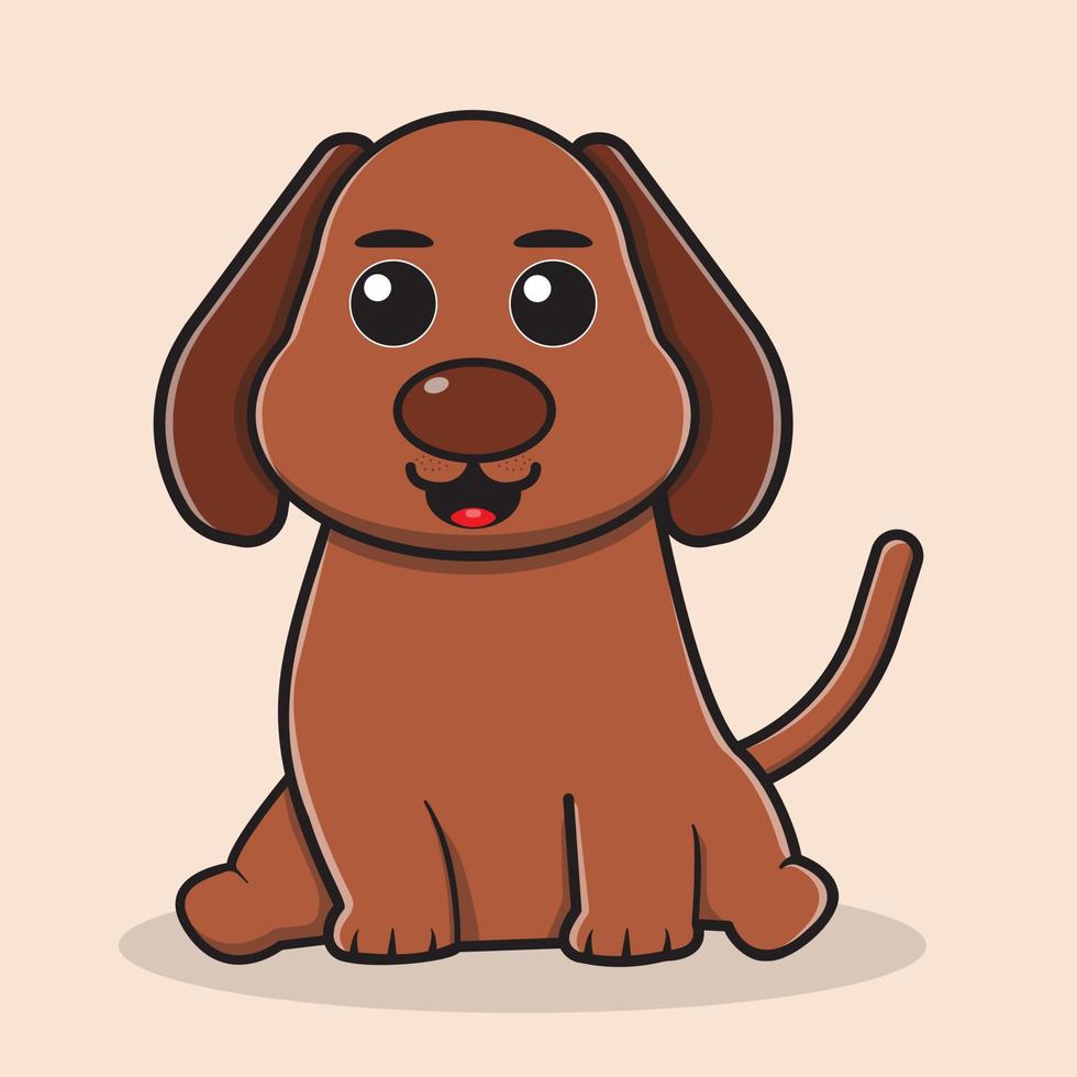 Vector illustration of cute dog. Cute little dog cartoon sitting.