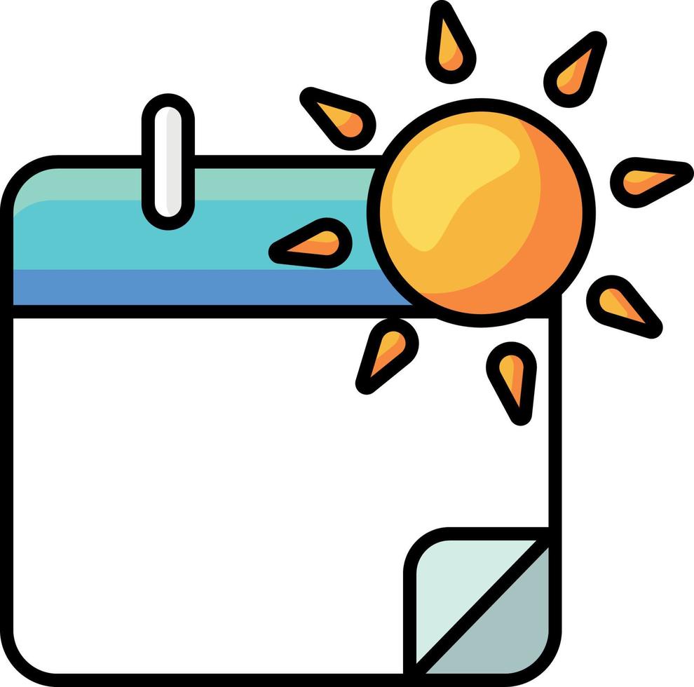 calendario con sol. concepto de calendario de verano. Hora de verano vector