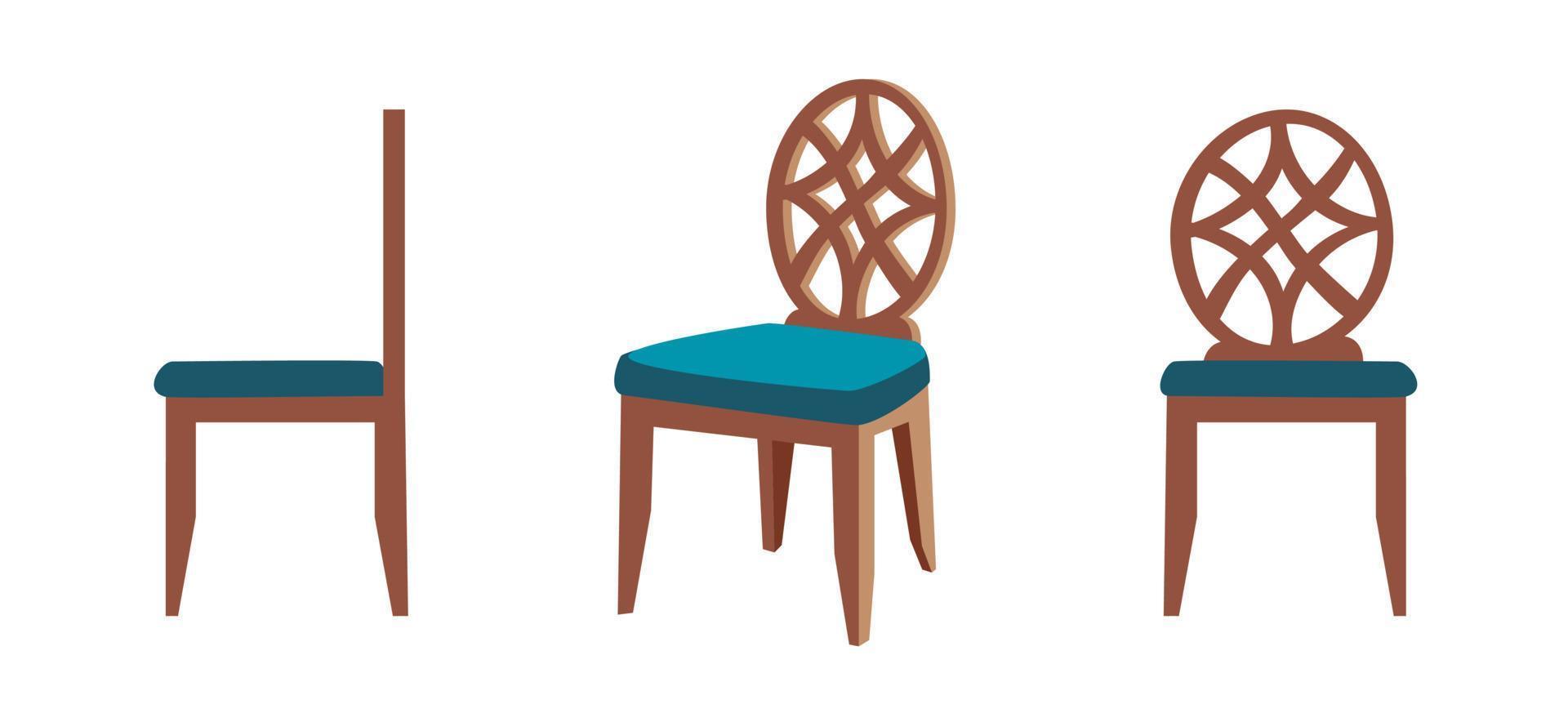 A set of cartoon chair on different view. vector